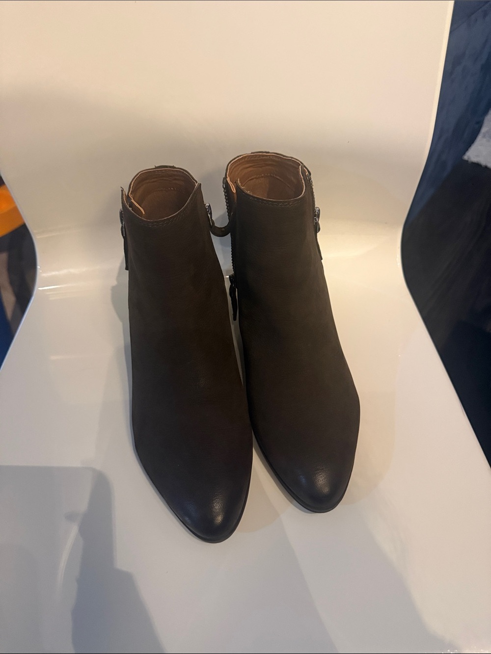 Frye Dark Brown Pointed Ankle Booties